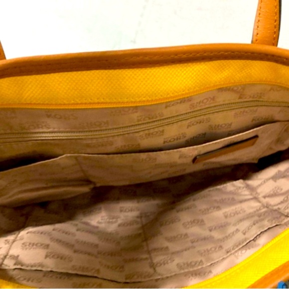 Michael Kors Kempton Canvas Large Tote Bag Sunshine Yellow EUC - Picture 6 of 9